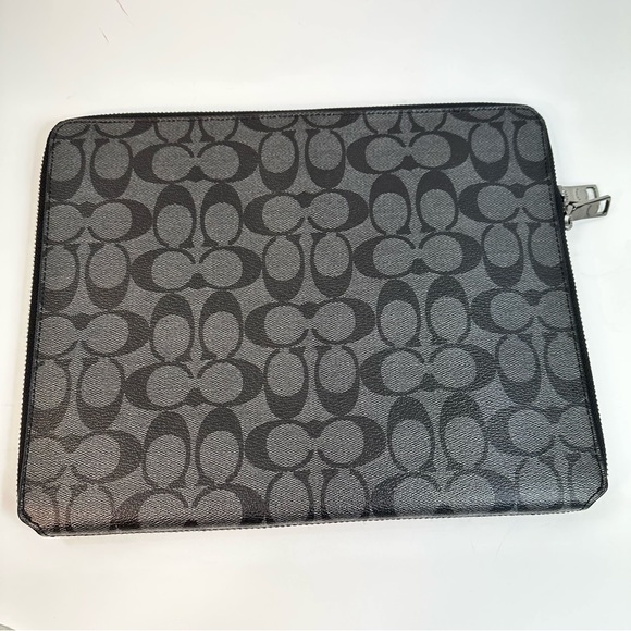 Coach Tech Case In Signature Canvas Bag Color: CHARCOAL/BLACK 11 1/4"L X8 3/4"H - Picture 7 of 11